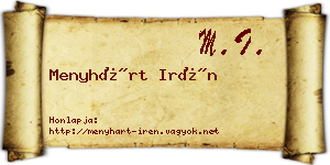 Menyhárt Irén névjegykártya
